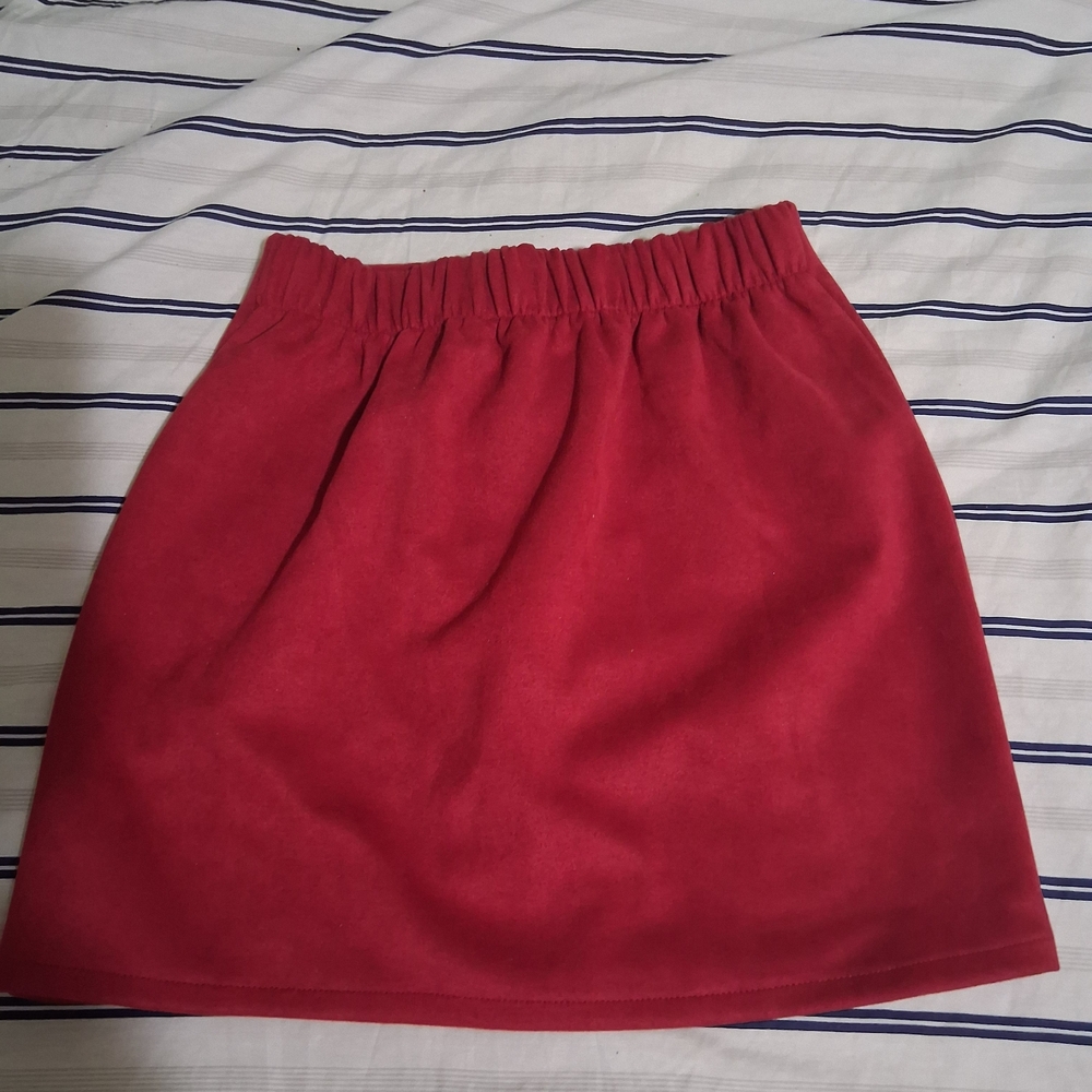 Shinestar Red Pencil Mini Skirt with Smocked Detail